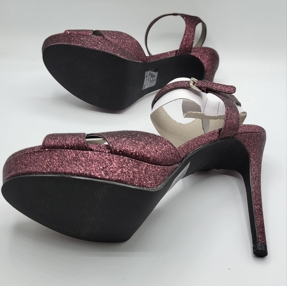 Guess Jordie Metallic Glitter Dark Purple Dress Sandals 8 - Picture 5 of 11